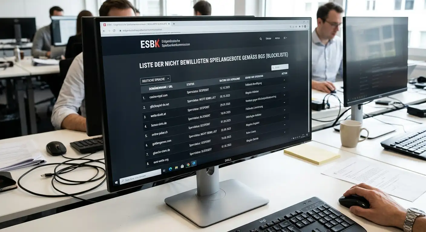 ESBK-Blockliste 2024 mit 2093 gesperrten Einträgen für ausländische Sportwetten Schweiz