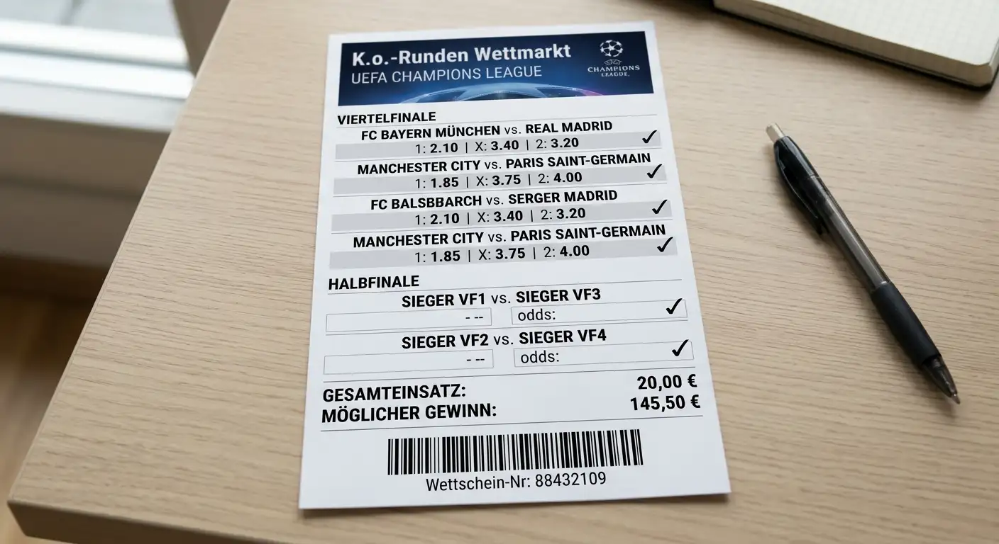 Champions League K.o.-Runde Wettmarkt Schweiz – Wettangebot für Achtelfinal und Viertelfinale UCL