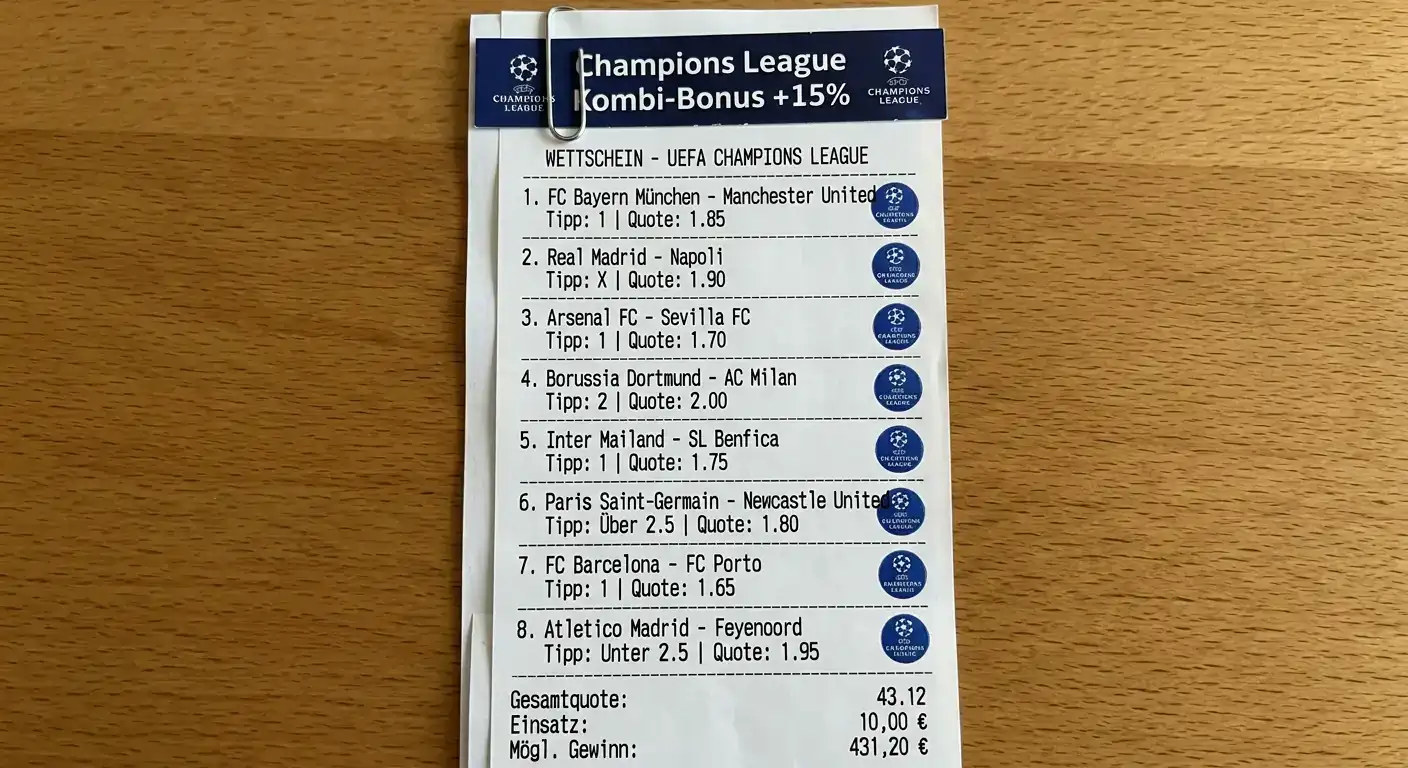 Champions League Kombiwette Schweiz – Mehrfachauswahl auf UCL-Spiele für Akkumulator-Bonus