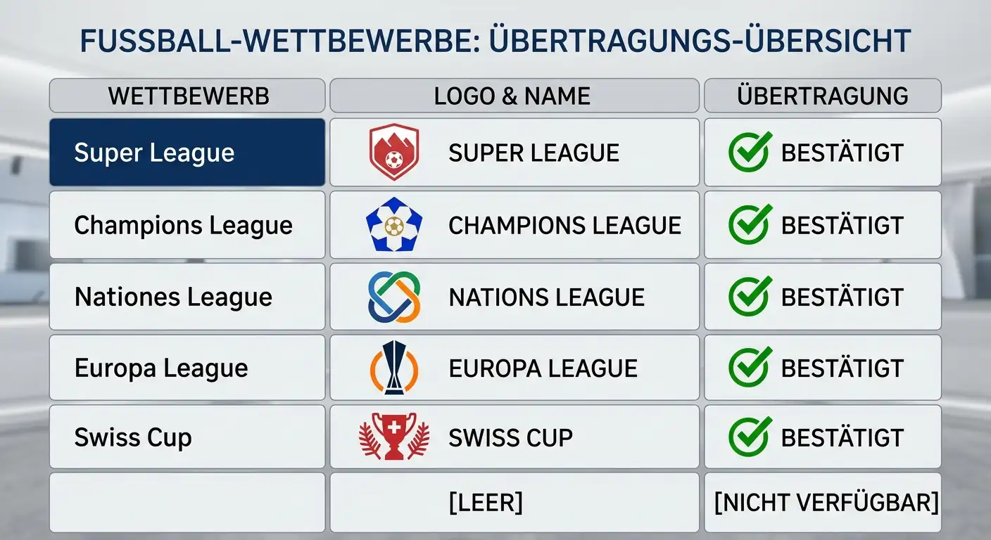 Liga-Abdeckung bei Schweizer Sportwetten-Anbietern – Super League, Champions League und internationale Ligen