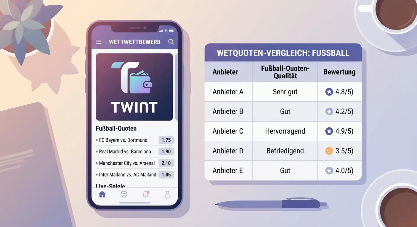Sportwetten-Anbieter in der Schweiz mit TWINT-Zahlung – Vergleich der Fussball-Quoten für Schweizer Tipper
