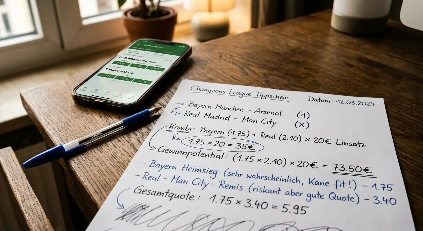 Champions League Wettquoten Umrechnung und CHF-Berechnung für Schweizer Tipper beim Bonusumsatz