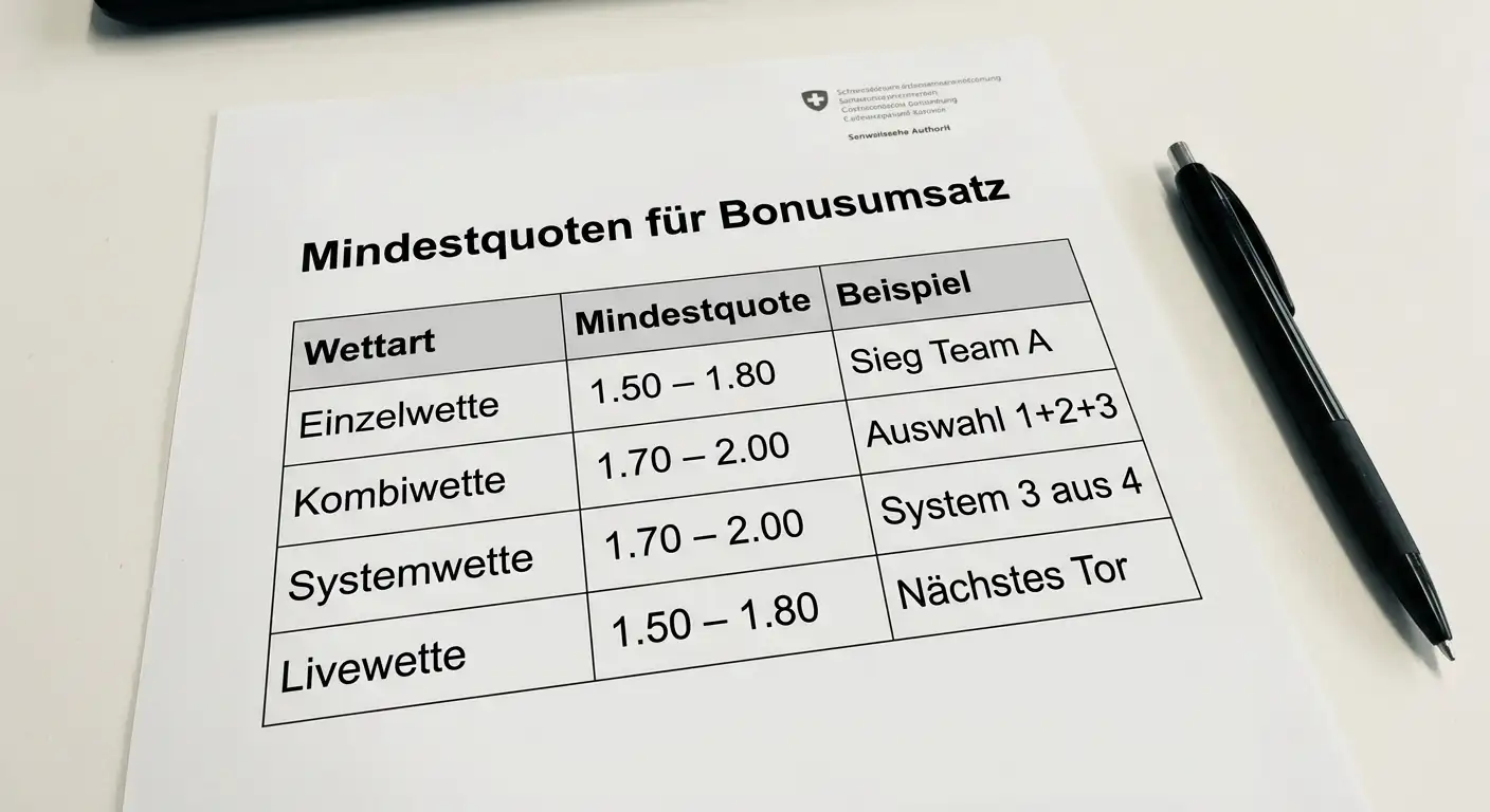 Mindestquote beim Sportwetten Bonus: Dezimalquoten 1.50 bis 2.00 als Anforderung für den Bonusumsatz erklärt