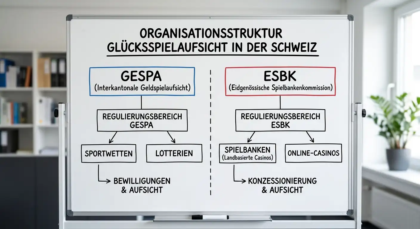 Gespa und ESBK Überblick – Zuständigkeiten der Schweizer Glücksspielregulierungsbehörden