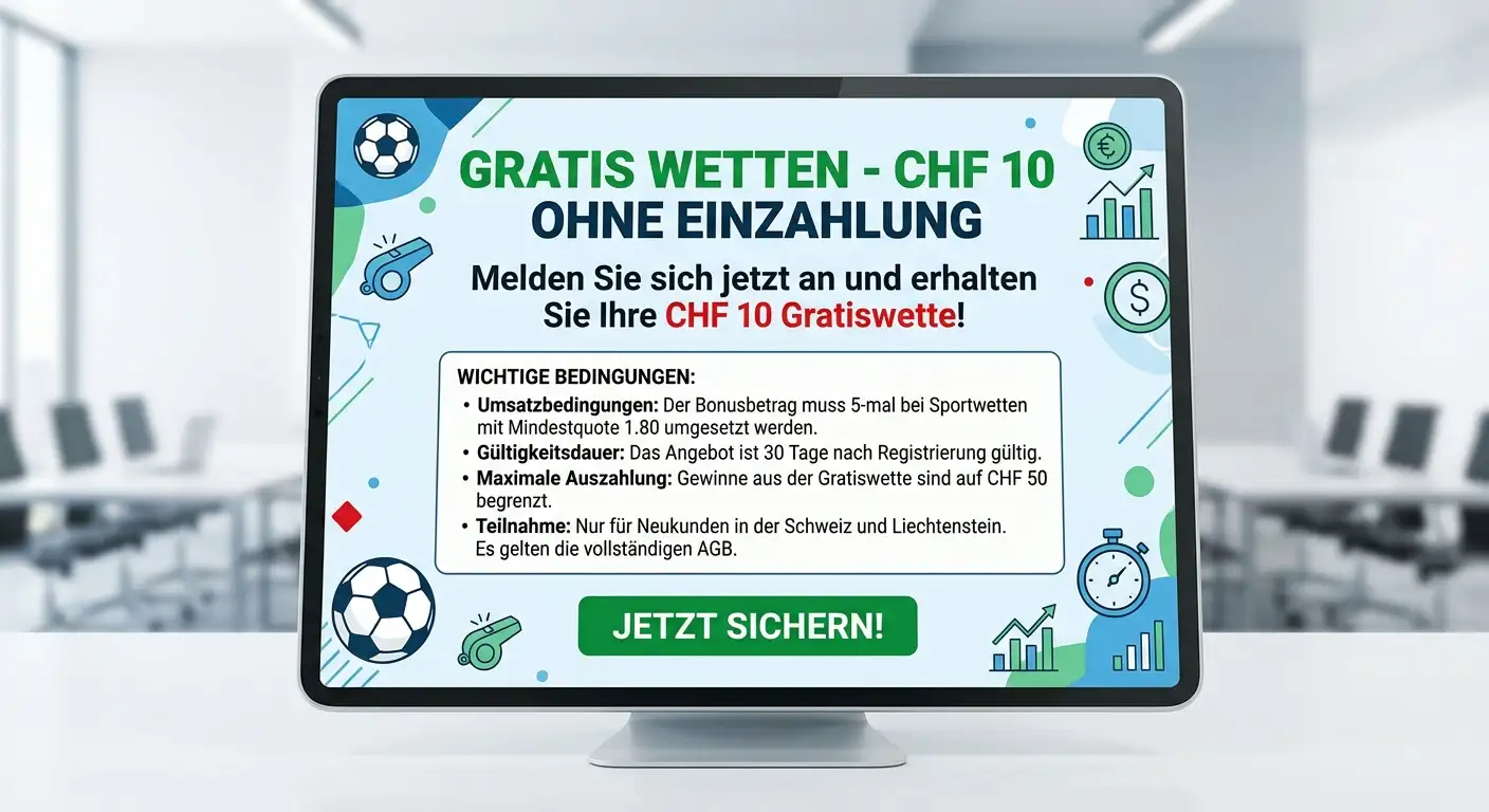 Sportwetten Bonus ohne Einzahlung in der Schweiz 2026 – verfügbare No-Deposit-Angebote und Bedingungen