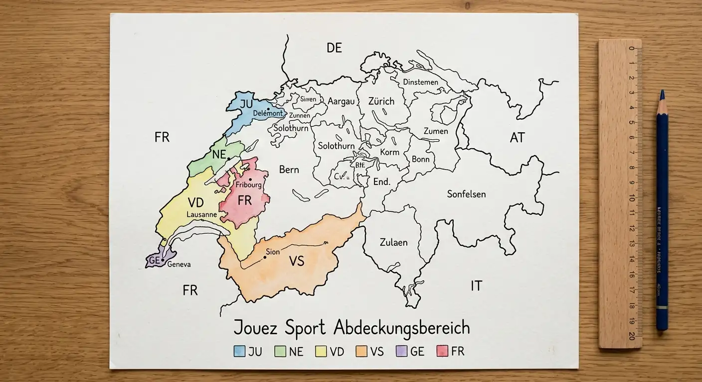 Jouez Sport Kantone Westschweiz Karte – Abdeckungsgebiet der Loterie Romande für Sportwetten in der Romandie