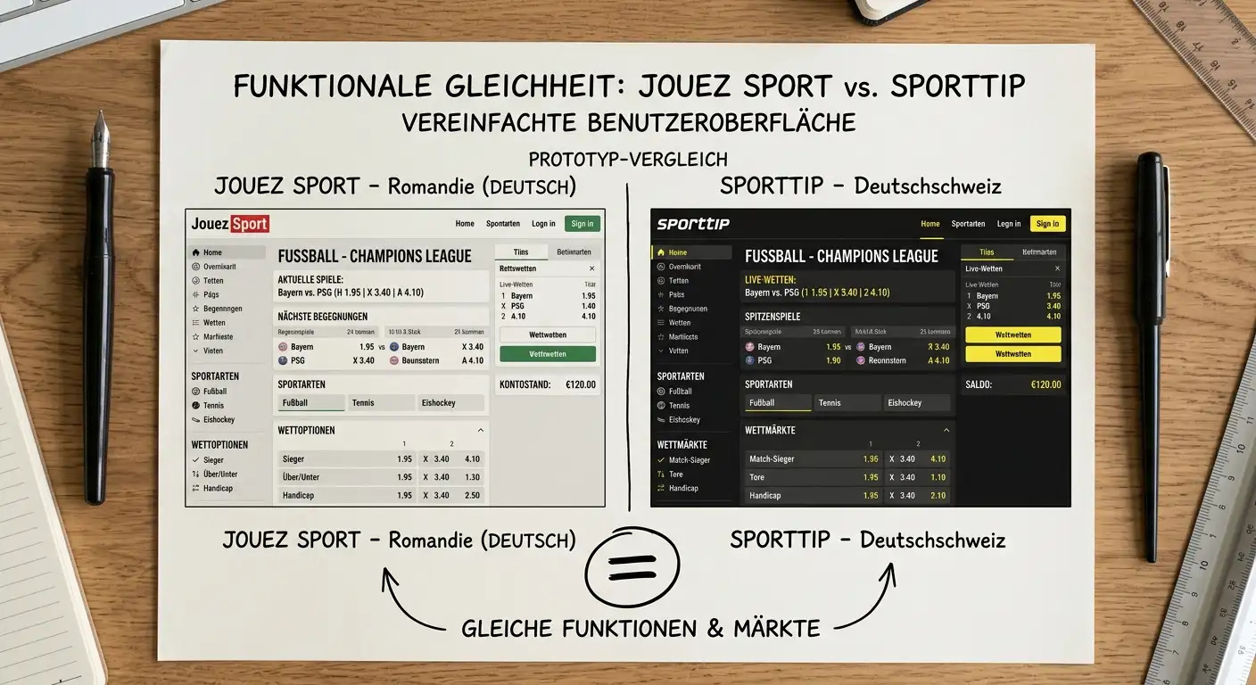 Jouez Sport vs. Sporttip Vergleich Schweiz – legale Anbieter der Romandie und Deutschschweiz im Direktvergleich