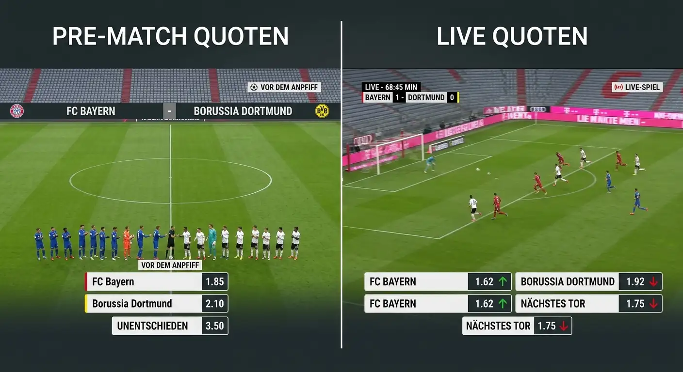 Vergleich von Live-Wetten und Pre-Match-Wetten beim Sportwetten Bonus Schweiz