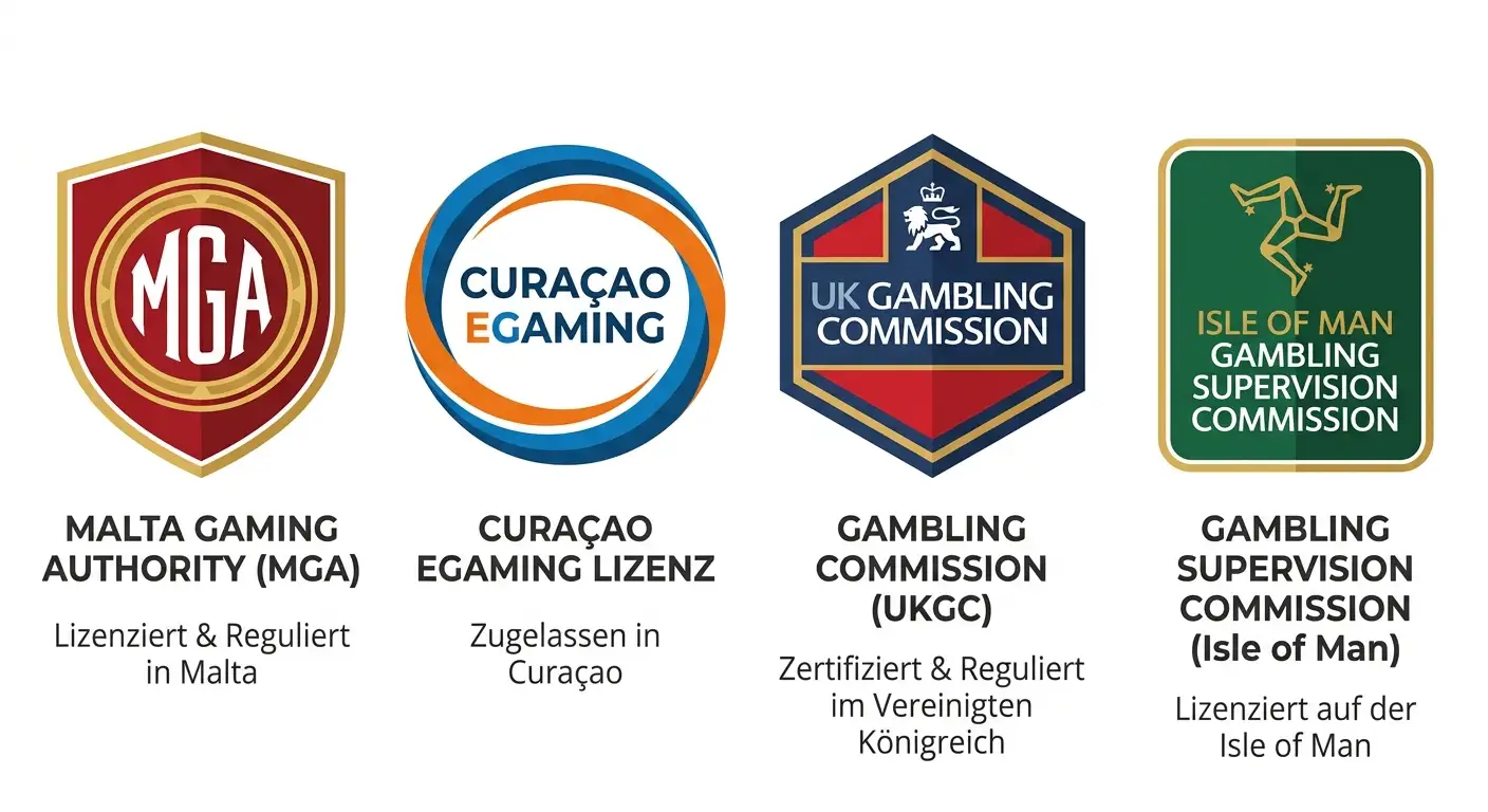 Übersicht über Sportwetten-Lizenzen: MGA, Curaçao, UKGC und Isle of Man im Vergleich für Schweizer Tipper