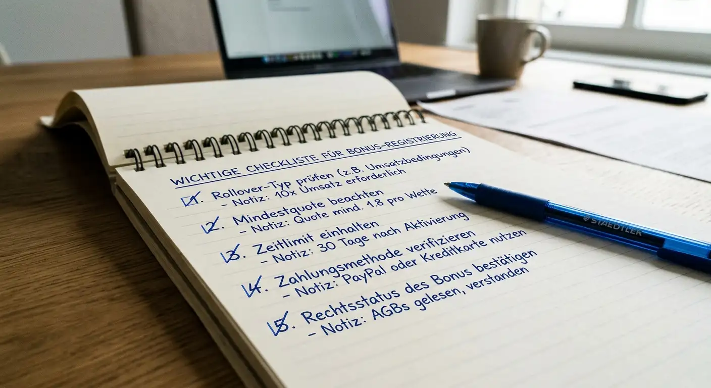 Checkliste vor Neukunden Bonus Registrierung Sportwetten Schweiz – 5 Punkte für Tipper