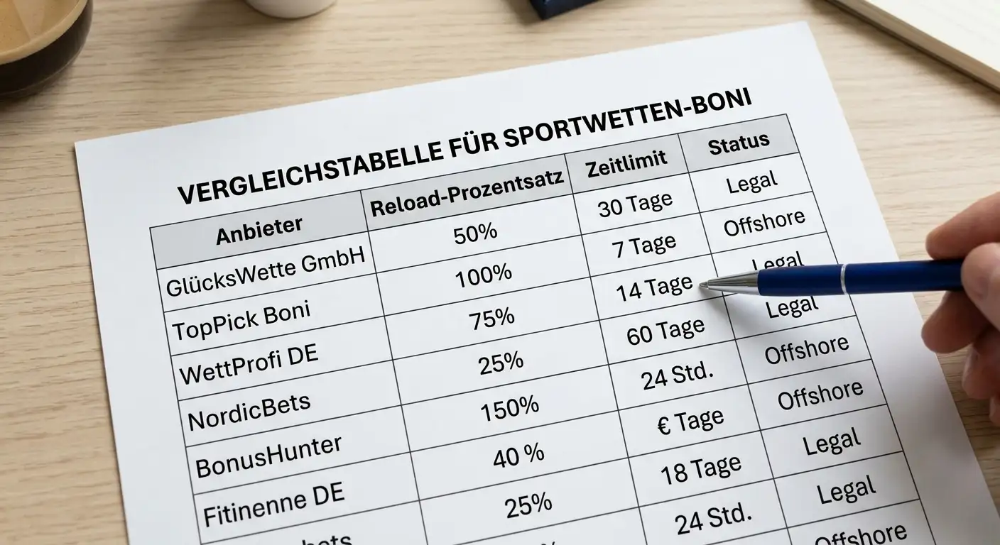 Reload-Bonus Anbietervergleich für Schweizer Tipper – legale und Offshore-Optionen gegenübergestellt