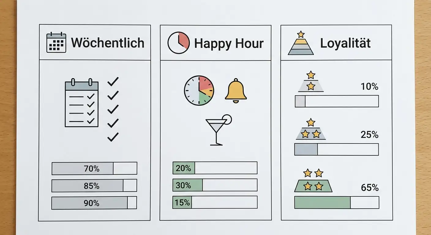 Verschiedene Formen des Reload-Bonus: wöchentlich, Happy Hour und Loyalitätsprogramm bei Sportwetten