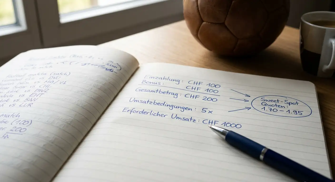 Rollover-Strategie für Fussball-Tipper in der Schweiz – Sweet-Spot-Quoten zwischen 1.70 und 1.95 für optimalen Bonusumsatz