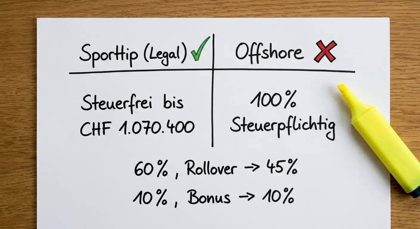 Sporttip vs. Offshore-Boni Vergleich Schweiz – Rechtsstatus und Bonusstruktur im Direktvergleich