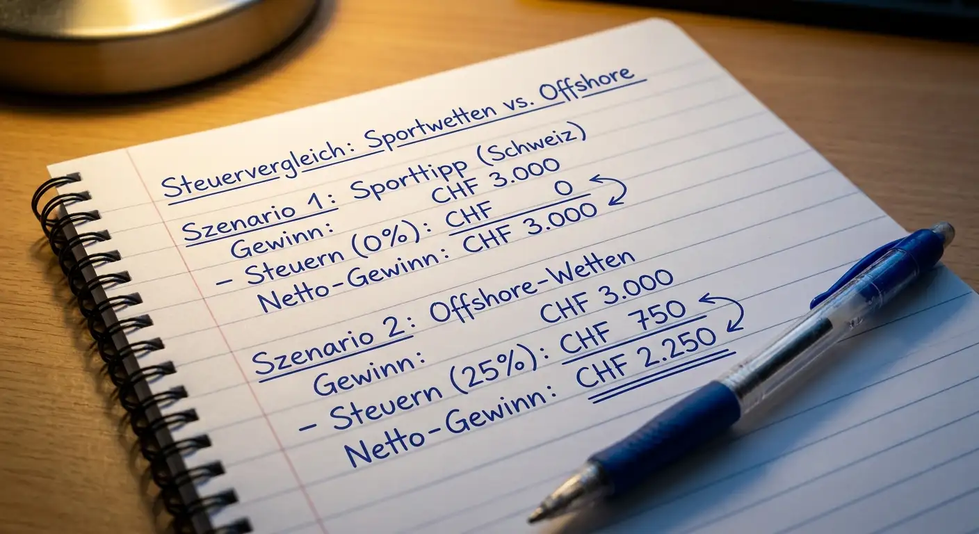 Steuervorteil Sporttip Rechnung Schweiz – Vergleich Steuerfreiheit Sporttip versus Steuerpflicht offshore Gewinne