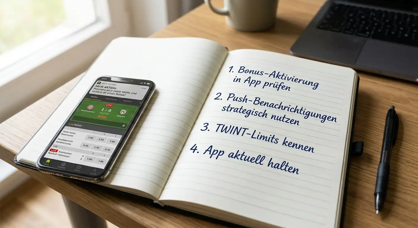 4 Tipps für optimale mobile Sportwetten Bonus-Nutzung in der Schweiz – TWINT, Push-Nachrichten und App-Updates