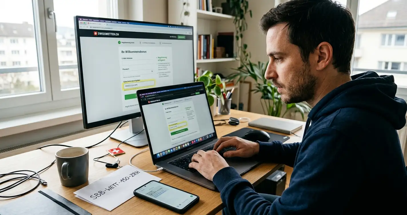 Sportwetten Bonus Code Schweiz 2026 – Eingabe eines Promo-Codes bei der Registrierung