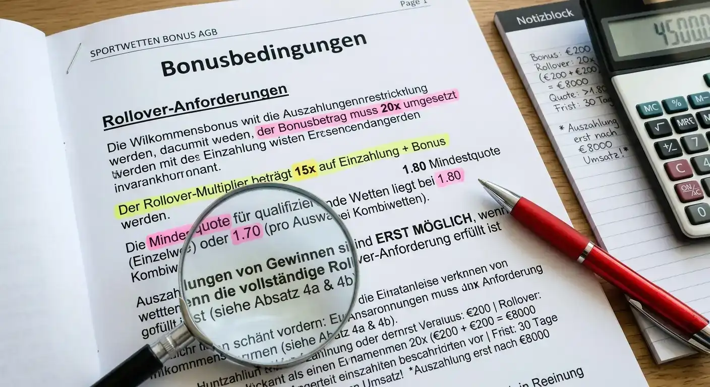Rollover-Bedingungen bei No-Deposit Boni im Sportwetten-Markt Schweiz – versteckte Anforderungen