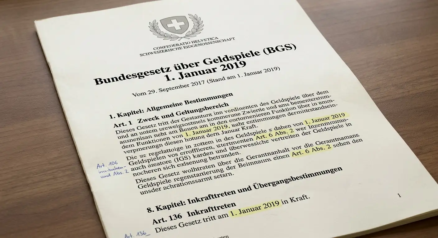 Das Bundesgesetz über Geldspiele BGS von 2019 – rechtliche Grundlage für Sportwetten in der Schweiz