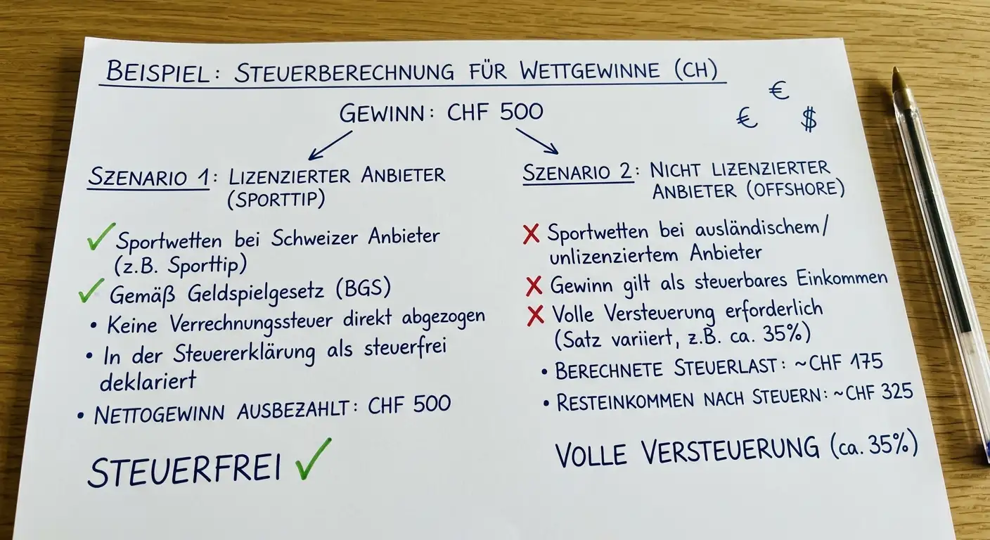 Steuerpflicht bei Sportwetten-Gewinnen in der Schweiz – Offshore-Buchmacher vs. Sporttip Steuerfreiheit