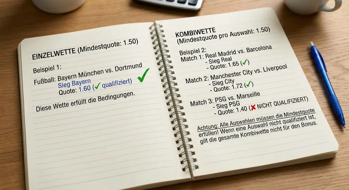 Mindestquote bei Einzelwetten vs. Kombiwetten beim Sportwetten Bonus – Unterschied erklärt