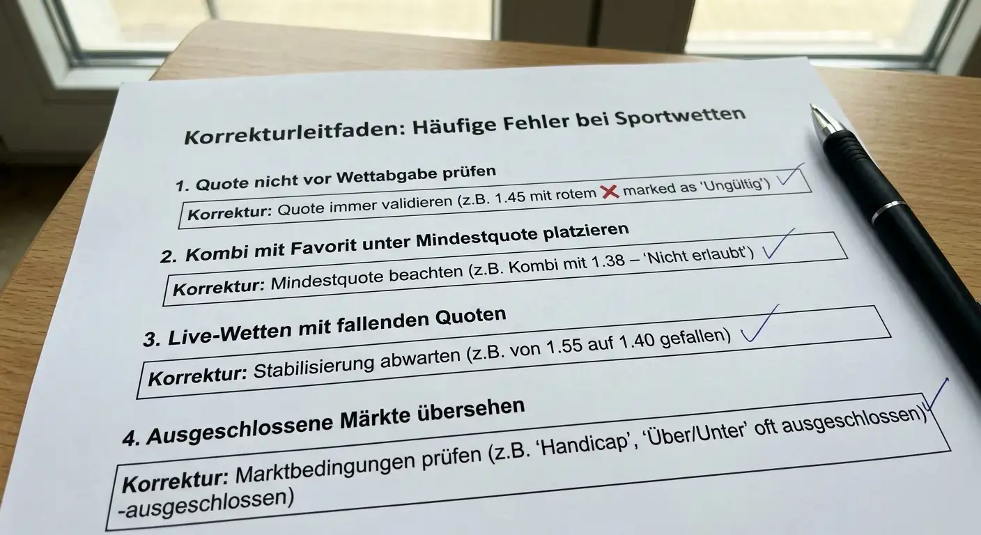4 häufige Fehler bei der Sportwetten Mindestquote beim Bonusumsatz – Checkliste für Tipper