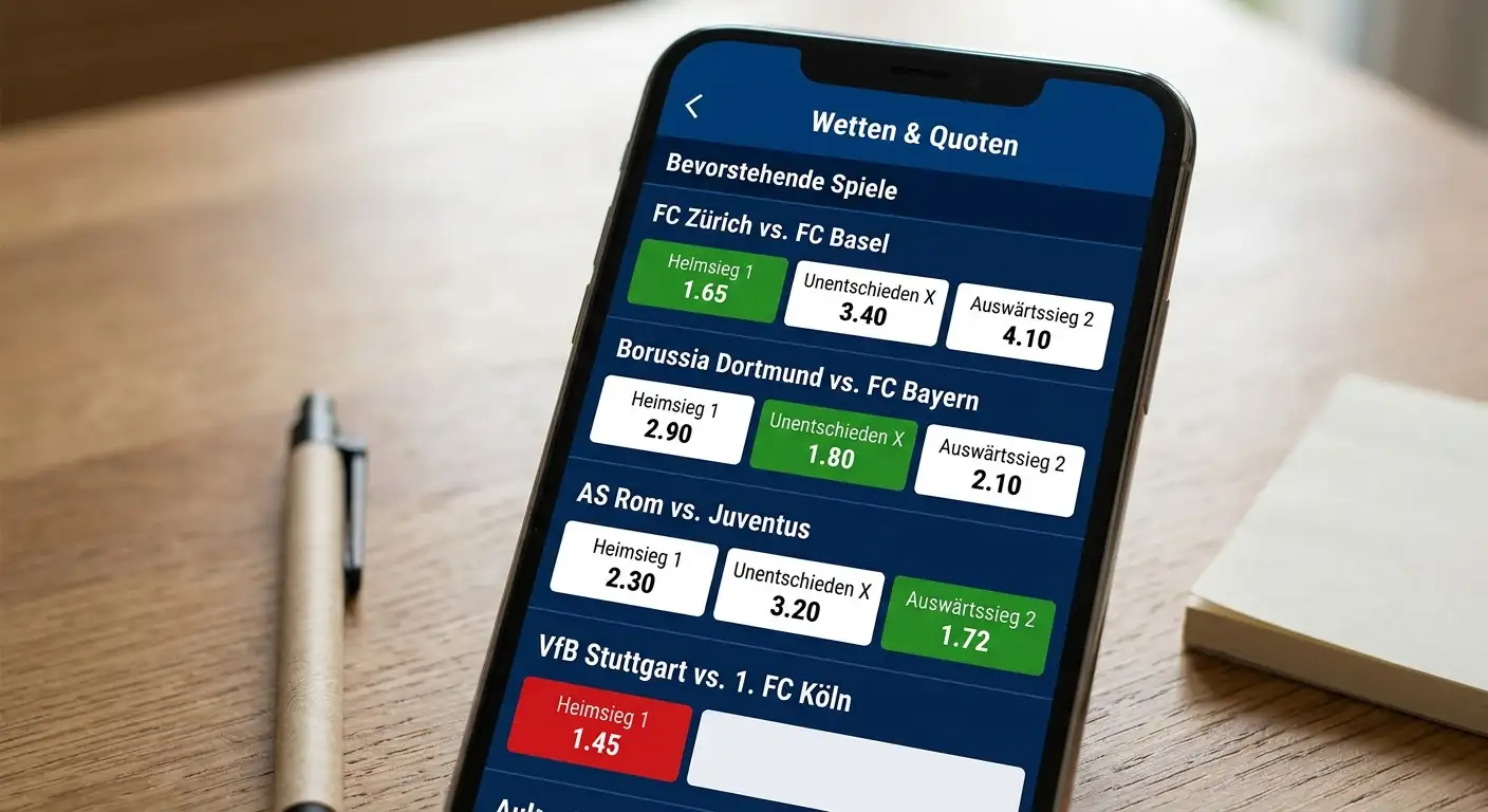 Typische Mindestquoten im Schweizer Sportwetten-Markt – 1.50, 1.70 und 2.00 im Vergleich