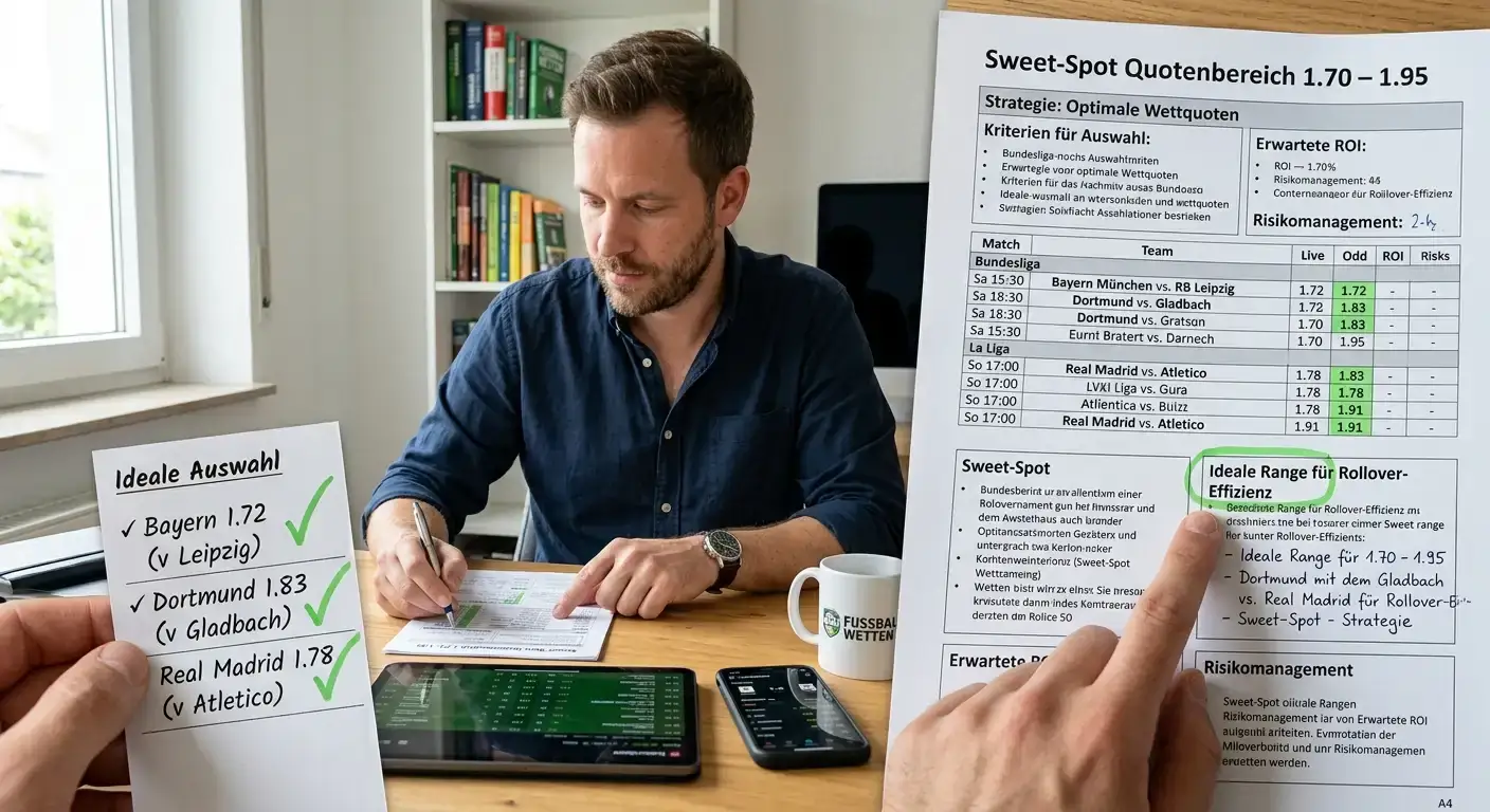 Sweet-Spot Quotenbereich 1.70 bis 1.95 für Sportwetten Rollover-Strategie beim Fussball
