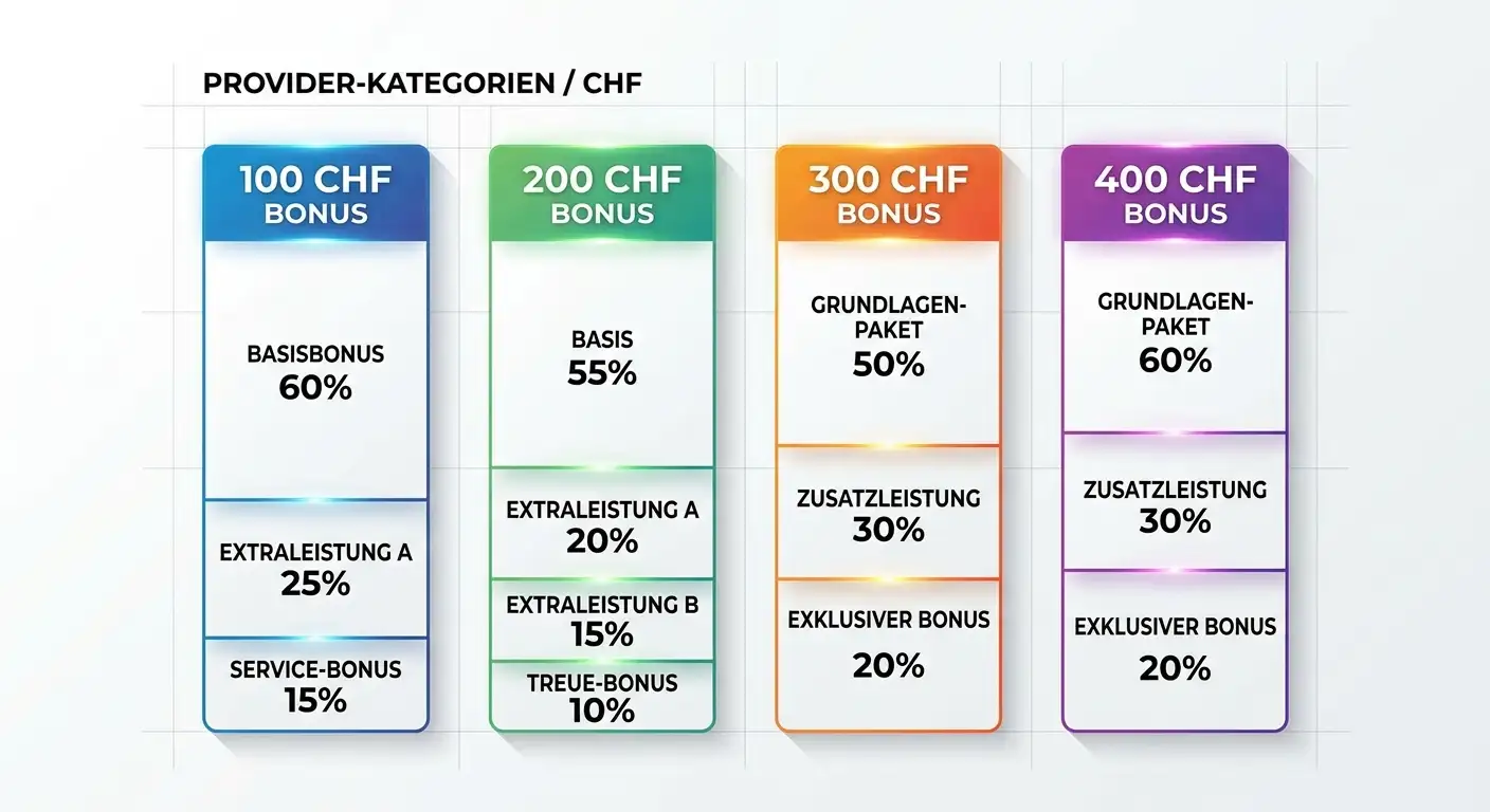 Vergleich der Willkommensbonus-Höhen in CHF bei Schweizer Sportwetten-Anbietern